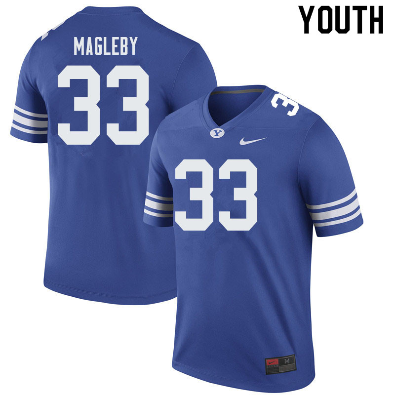 Youth #33 Grayson Magleby BYU Cougars College Football Jerseys Sale-Royal